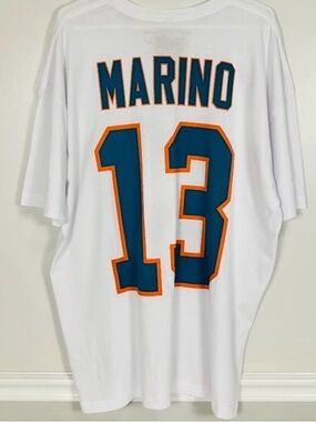 Mitchell & Ness White Marino #13 Jersey with Teal and Orange Trim